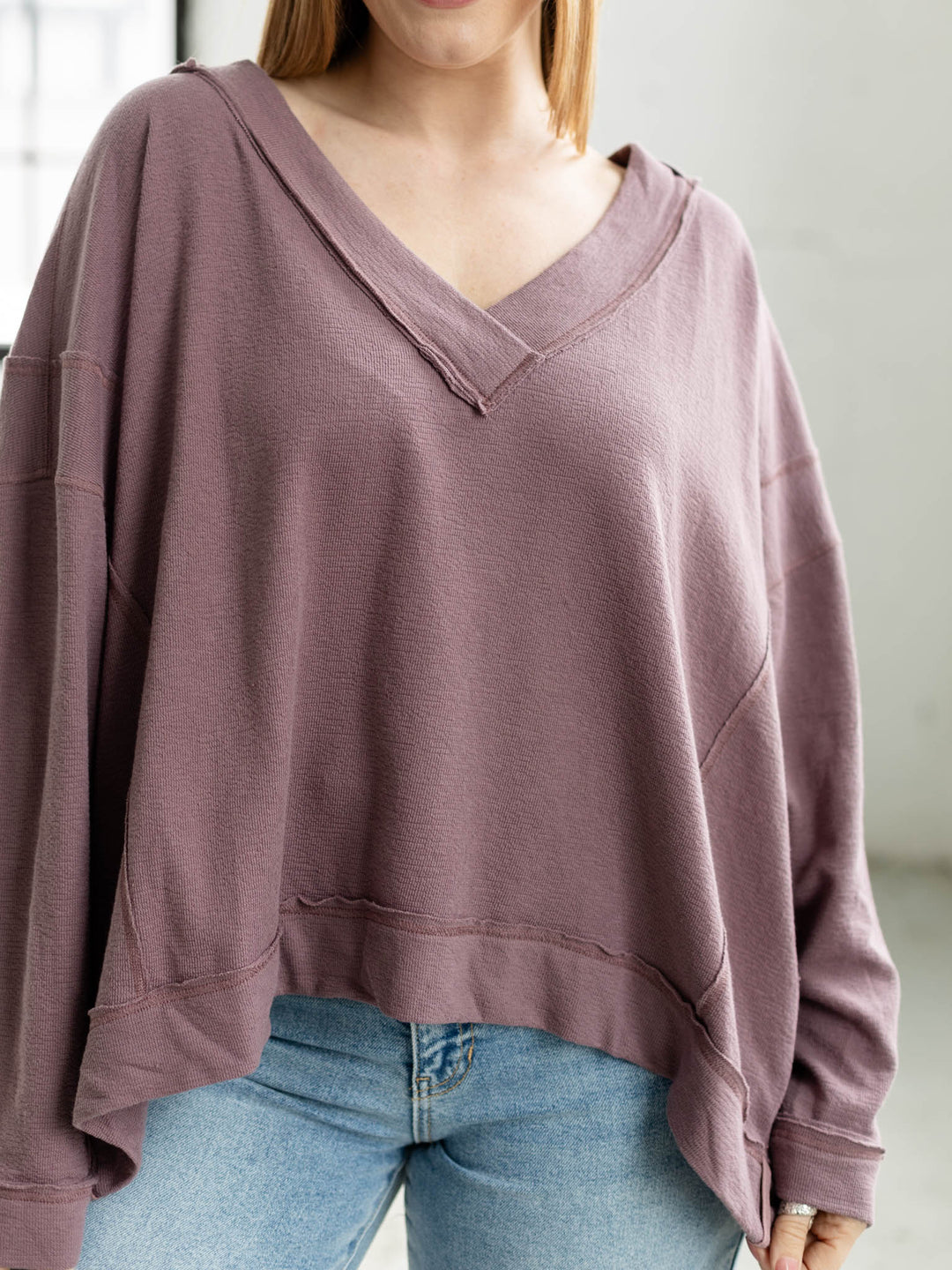 v neck long sleeve sweater