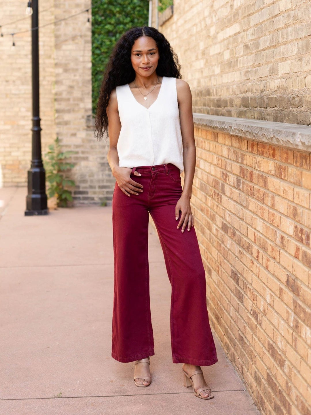 rich jewel toned wide straight leg jean