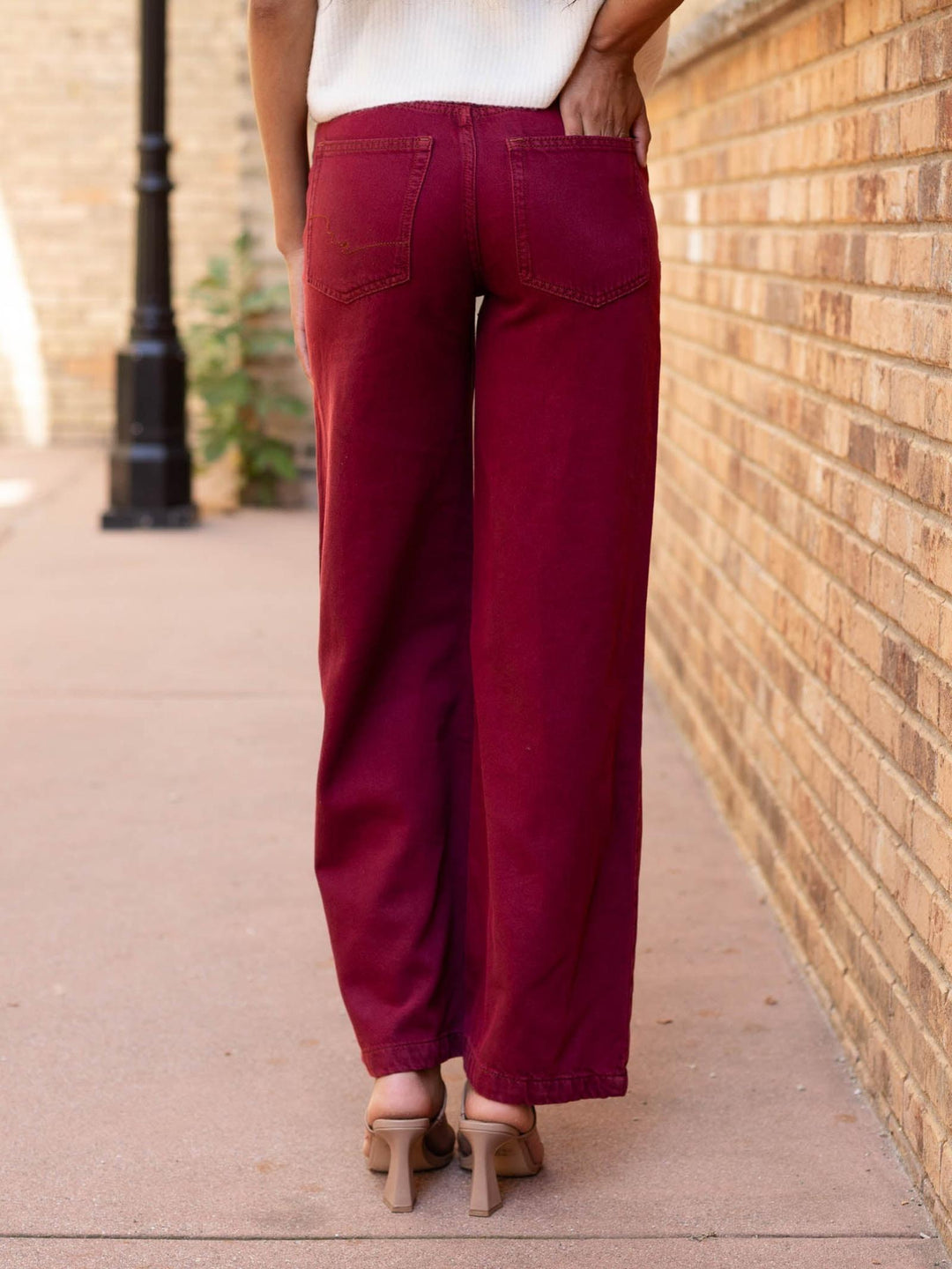 rich jewel toned wide straight leg jean
