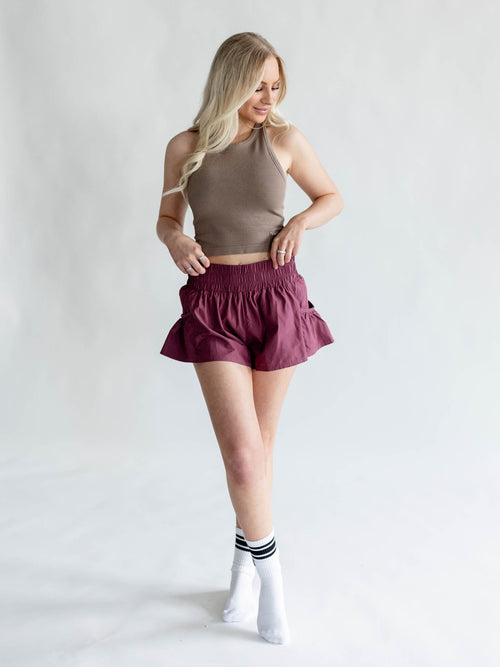 woven wine free people shorts