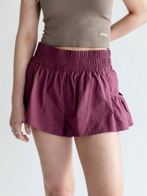 woven wine free people shorts
