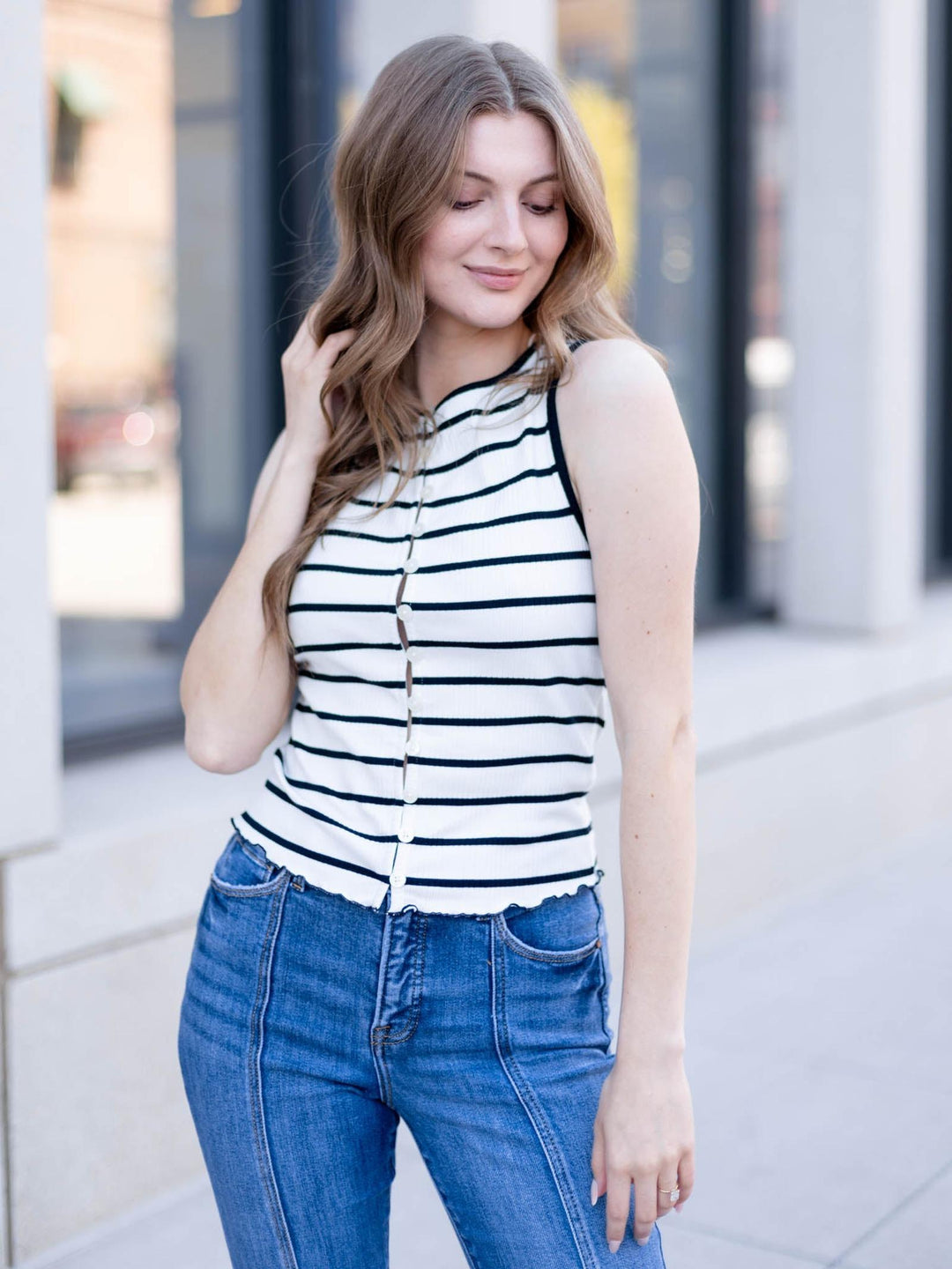 striped tilly tank top