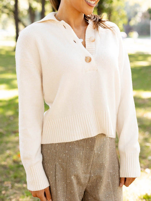 collared half button sweater