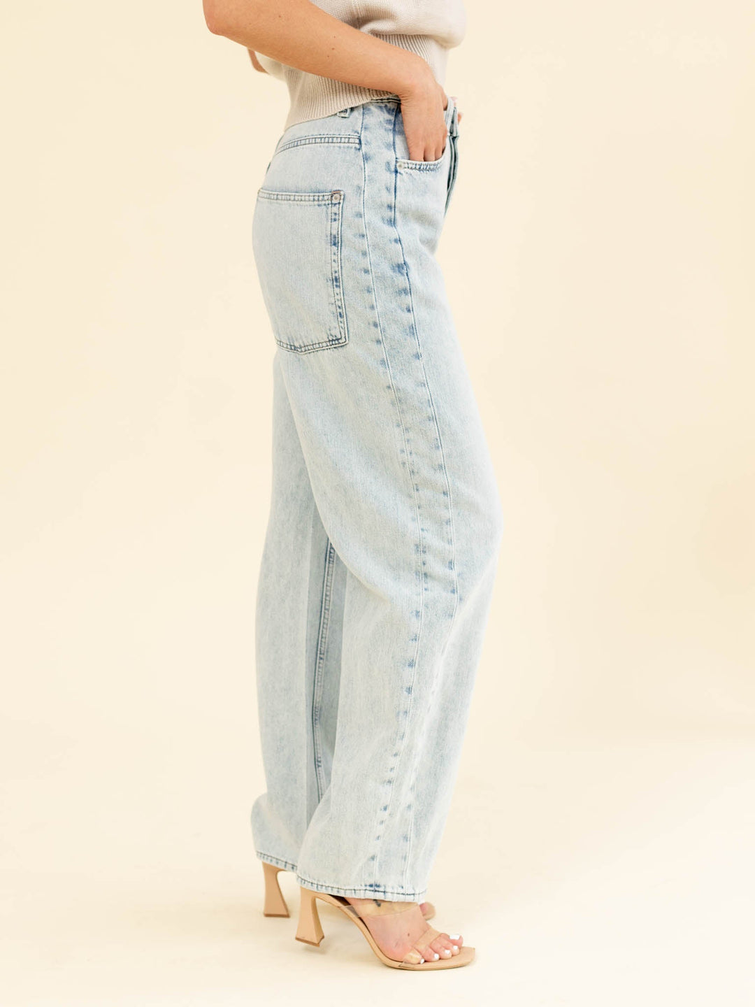 light wash wide leg jean