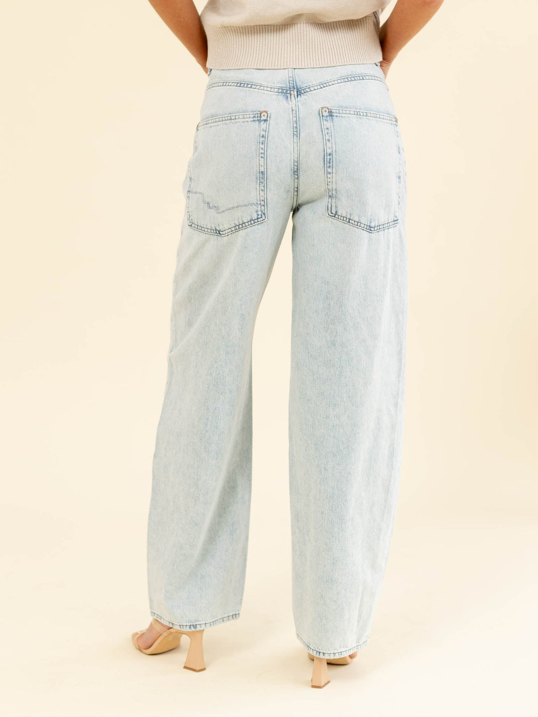 light wash wide leg jean