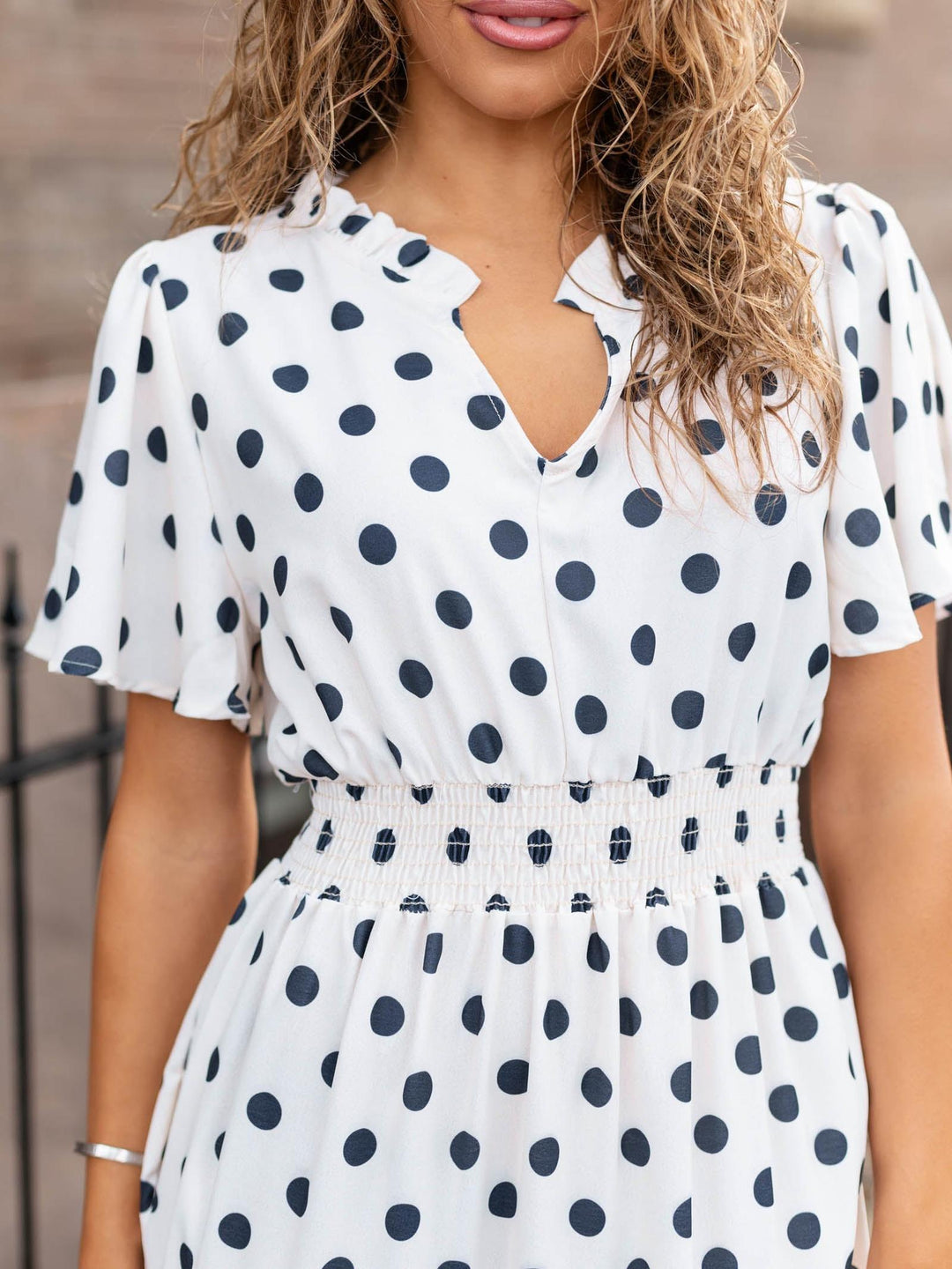 Frill Hem Notch Neck Puff Fit and Flare Maxi Dress