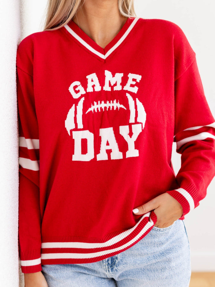 Game Day Long Sleeve Varsity Sweater TopSweaters
