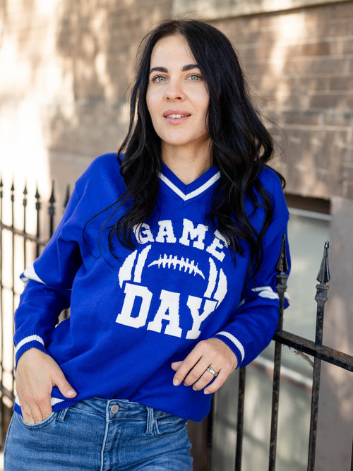 Game Day Long Sleeve Varsity Sweater TopSweaters