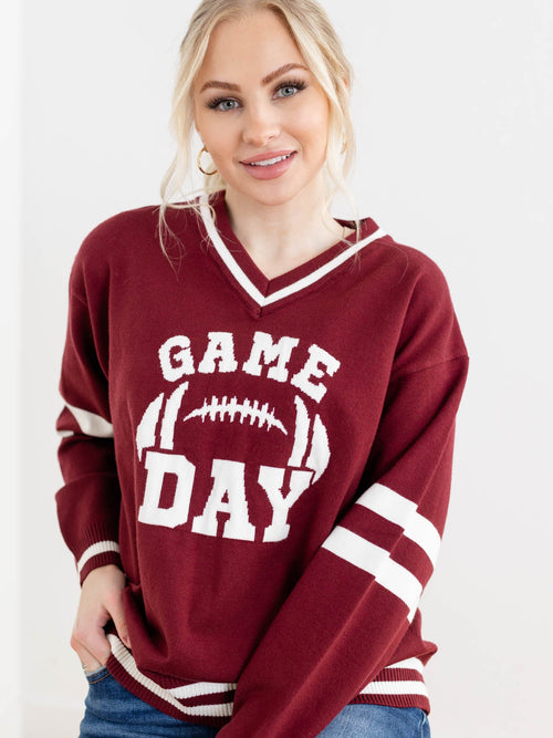 Game Day Long Sleeve Varsity Sweater TopSweaters