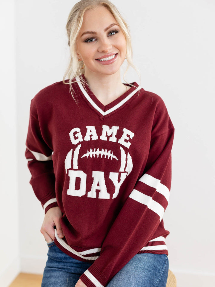 Game Day Long Sleeve Varsity Sweater TopSweaters