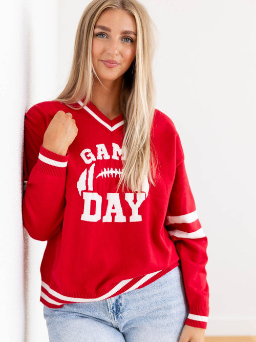 Game Day Long Sleeve Varsity Sweater TopSweaters
