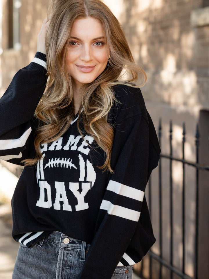 Game Day Long Sleeve Varsity Sweater TopSweaters