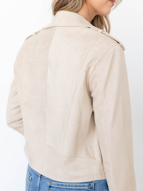 soft tan suede moto jacket