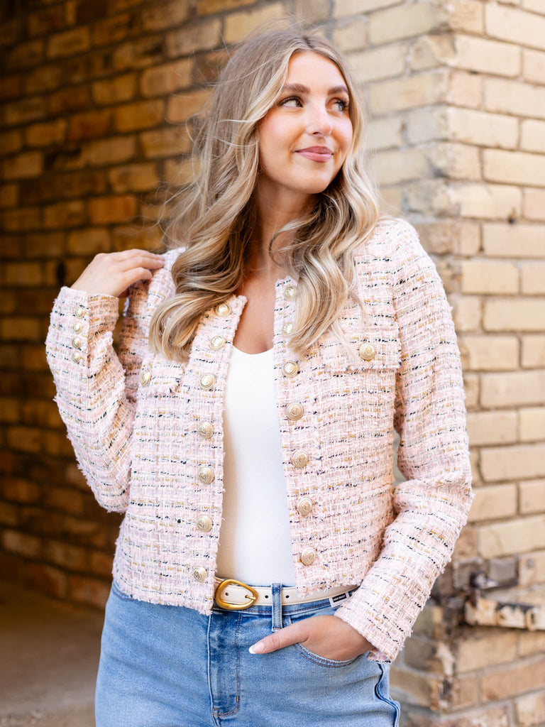 Generation Love Karson Tweed Jacket - Light Pink Melange – Leela