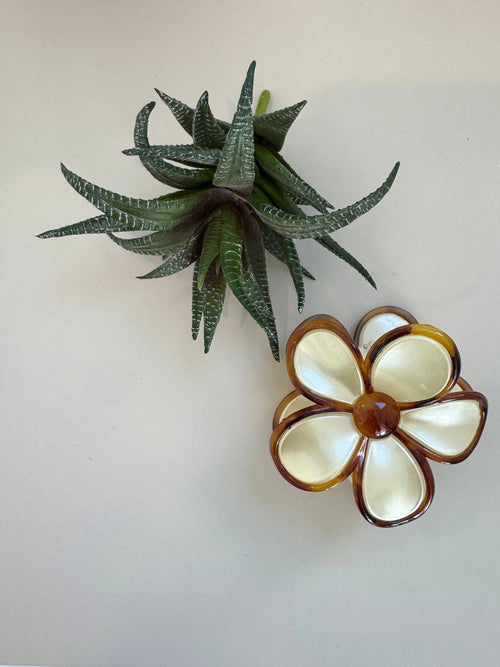 ivory floral hair clip