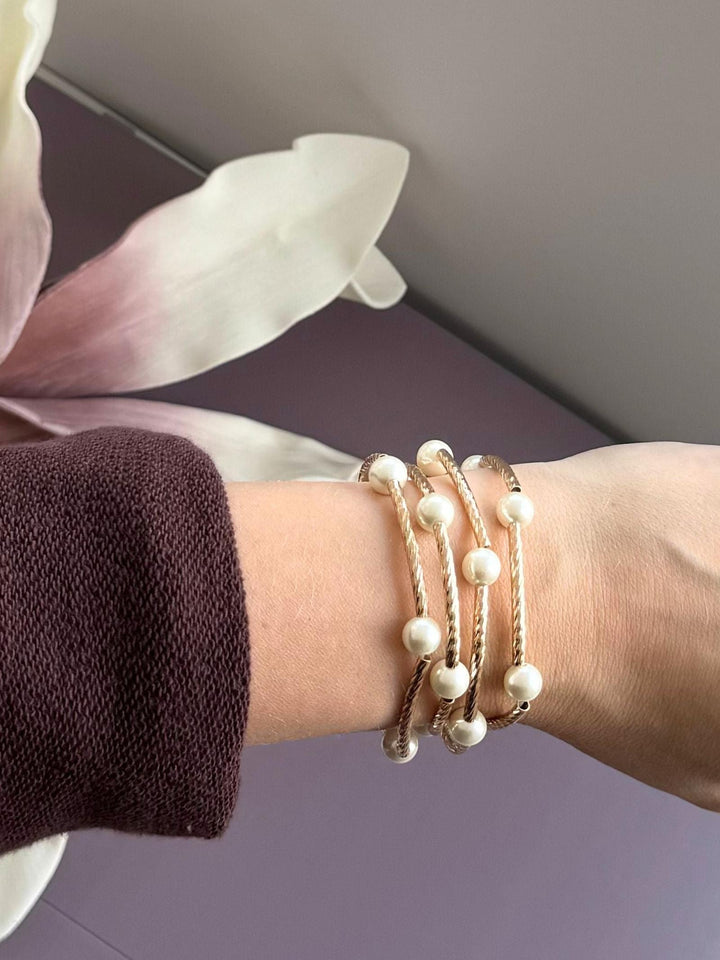 pearl and textured stretchy bracelets