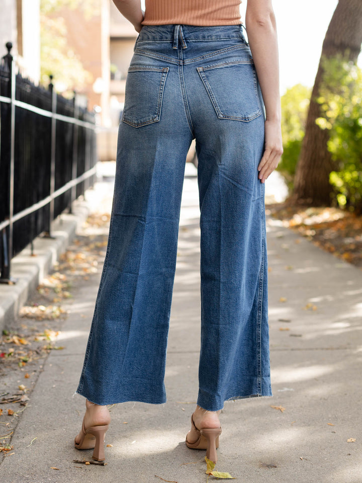 cropped wide leg medium denim