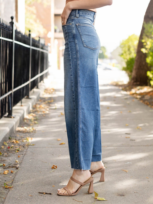 cropped wide leg medium denim