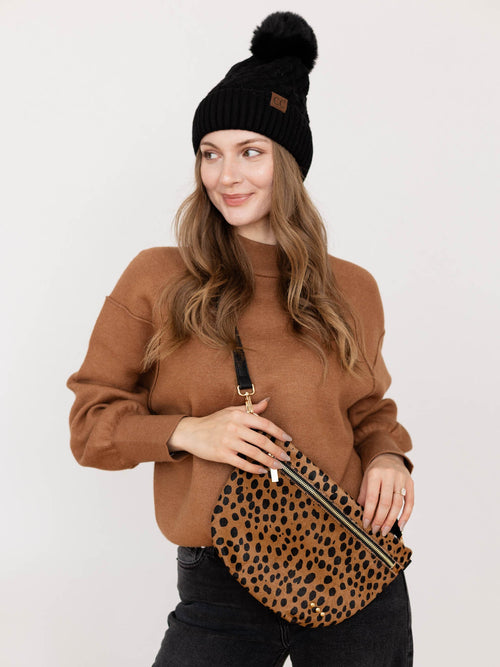 hair hide leopard print bag