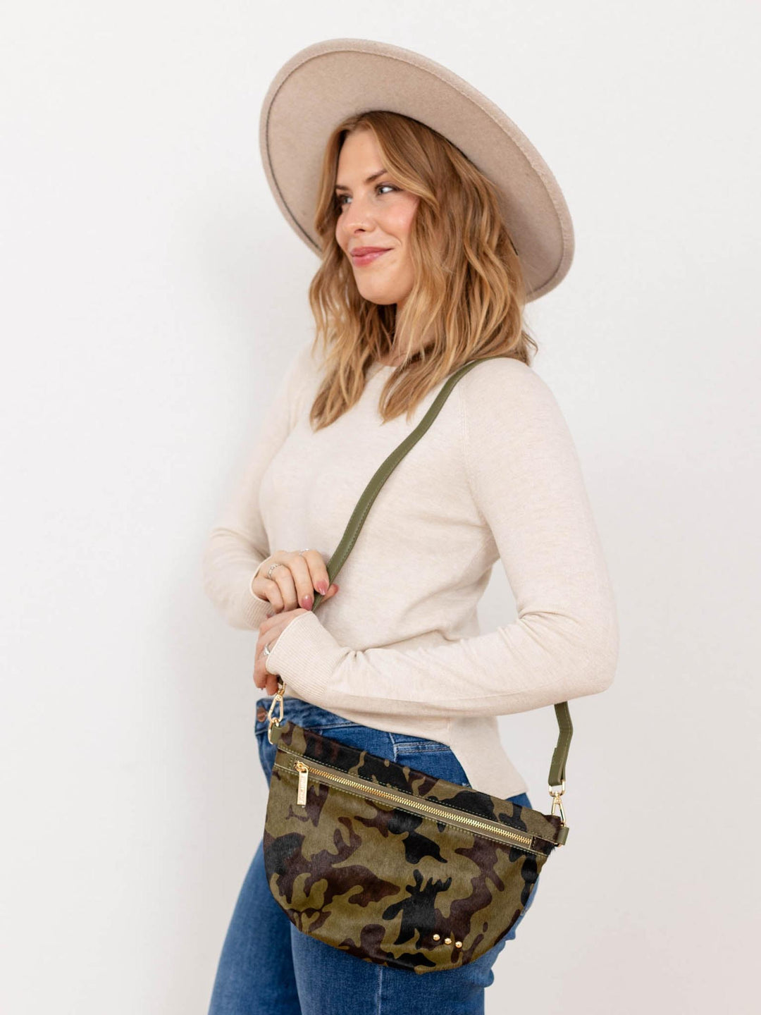 camo printed hair hide purse