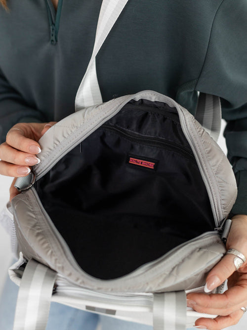 greige quilted pickleball bag