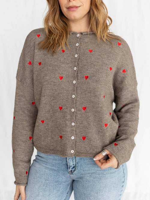 embroidered heart cardigan