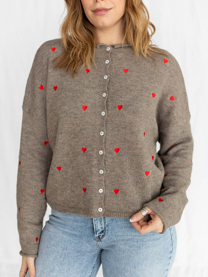 embroidered heart cardigan