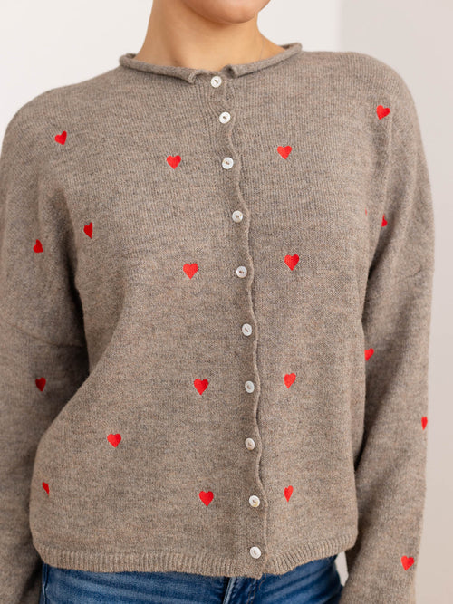 embroidered heart cardigan