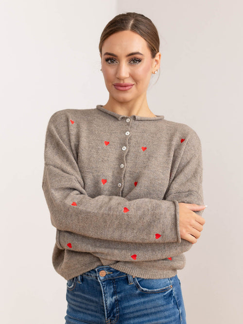 embroidered heart cardigan