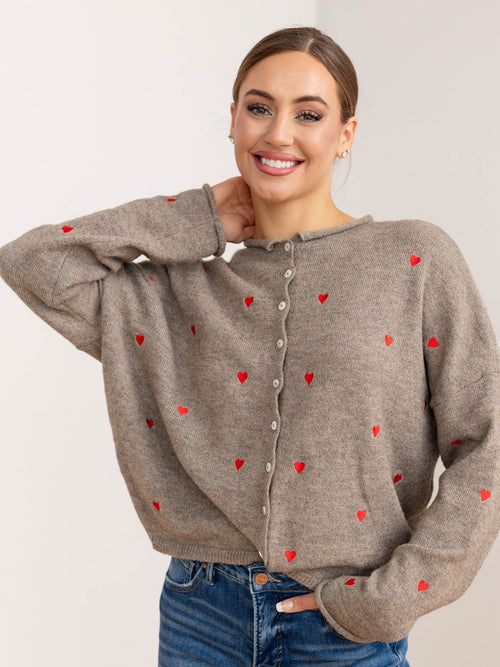 embroidered heart cardigan