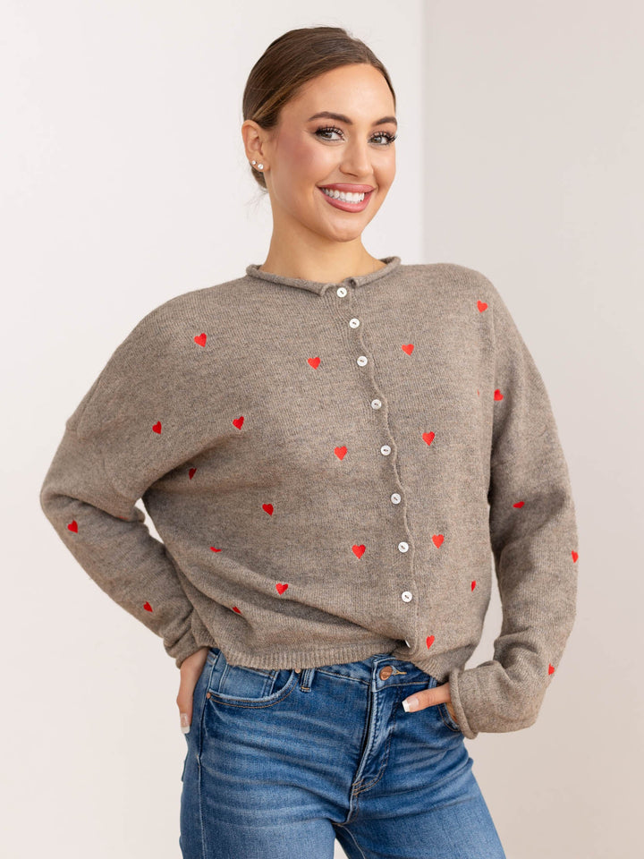 embroidered heart cardigan