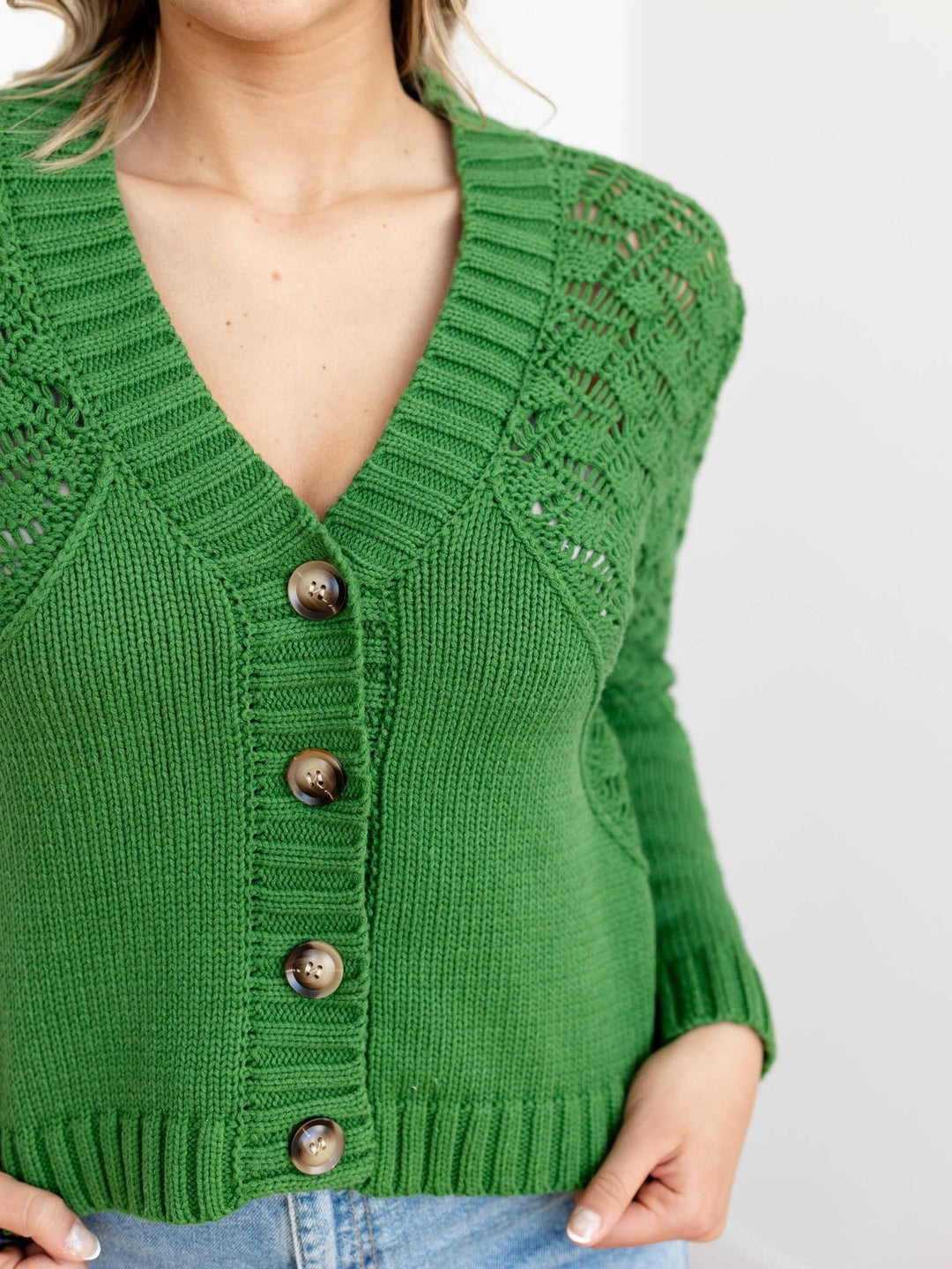 emerald green knit cardigan