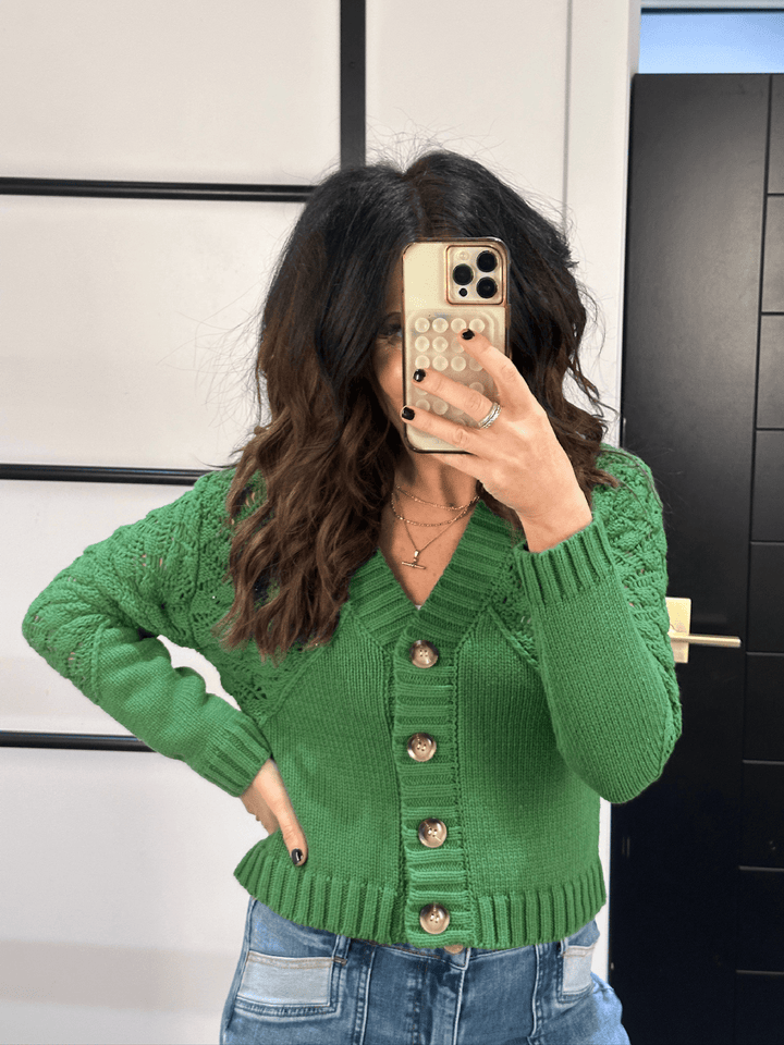 emerald green knit cardigan