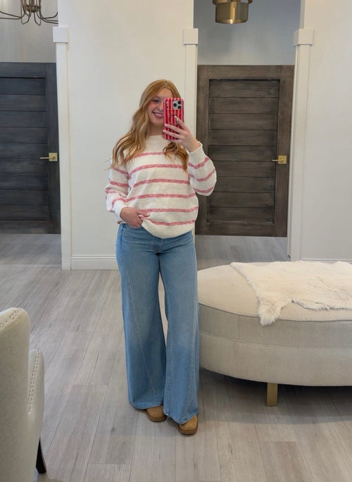 Heathered Stripe Long Sleeve Sweater