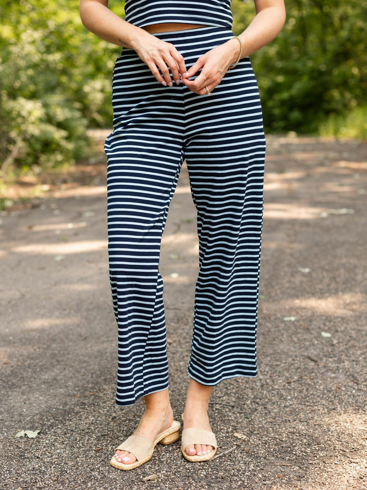 Stripe Strapless Top + Ankle Pant Set