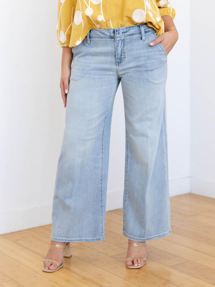 light wash soft wide leg jeans