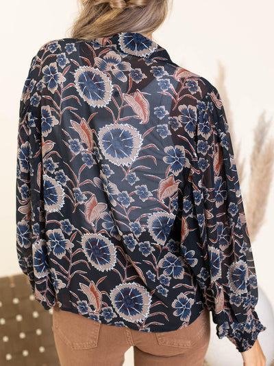 sheer billowed sleeve top