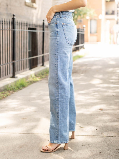 lighter medium wash classic straight leg denim