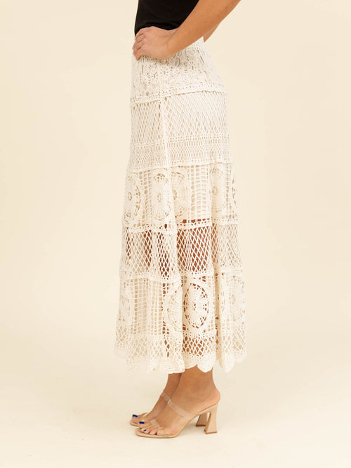 natural crochet midi skirt