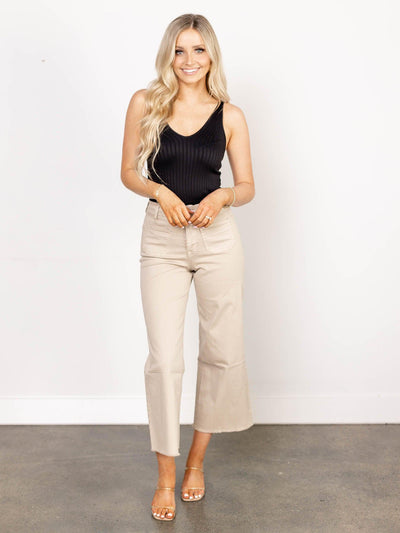 fray hem wide leg denim