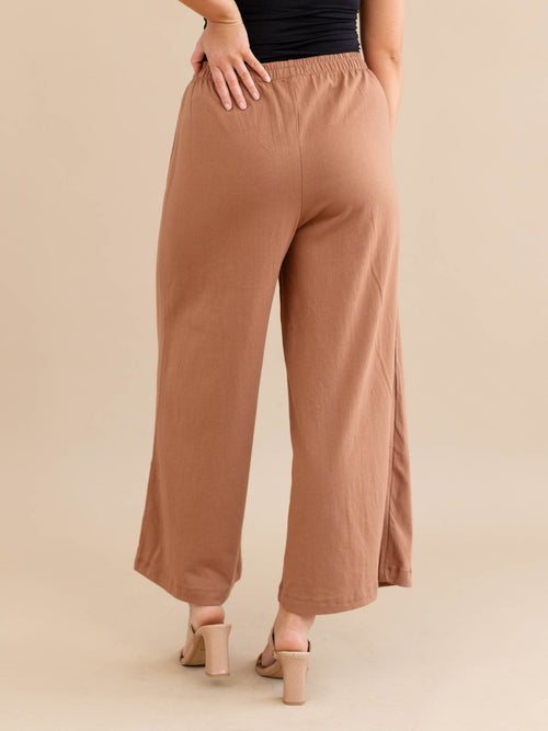 rust brown wide leg flared pant