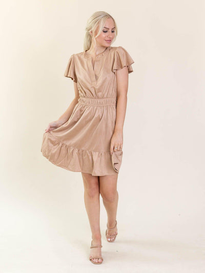 faux suede tan dress