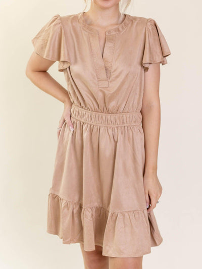 ruffle tan dress