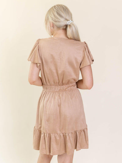 faux suede tan dress