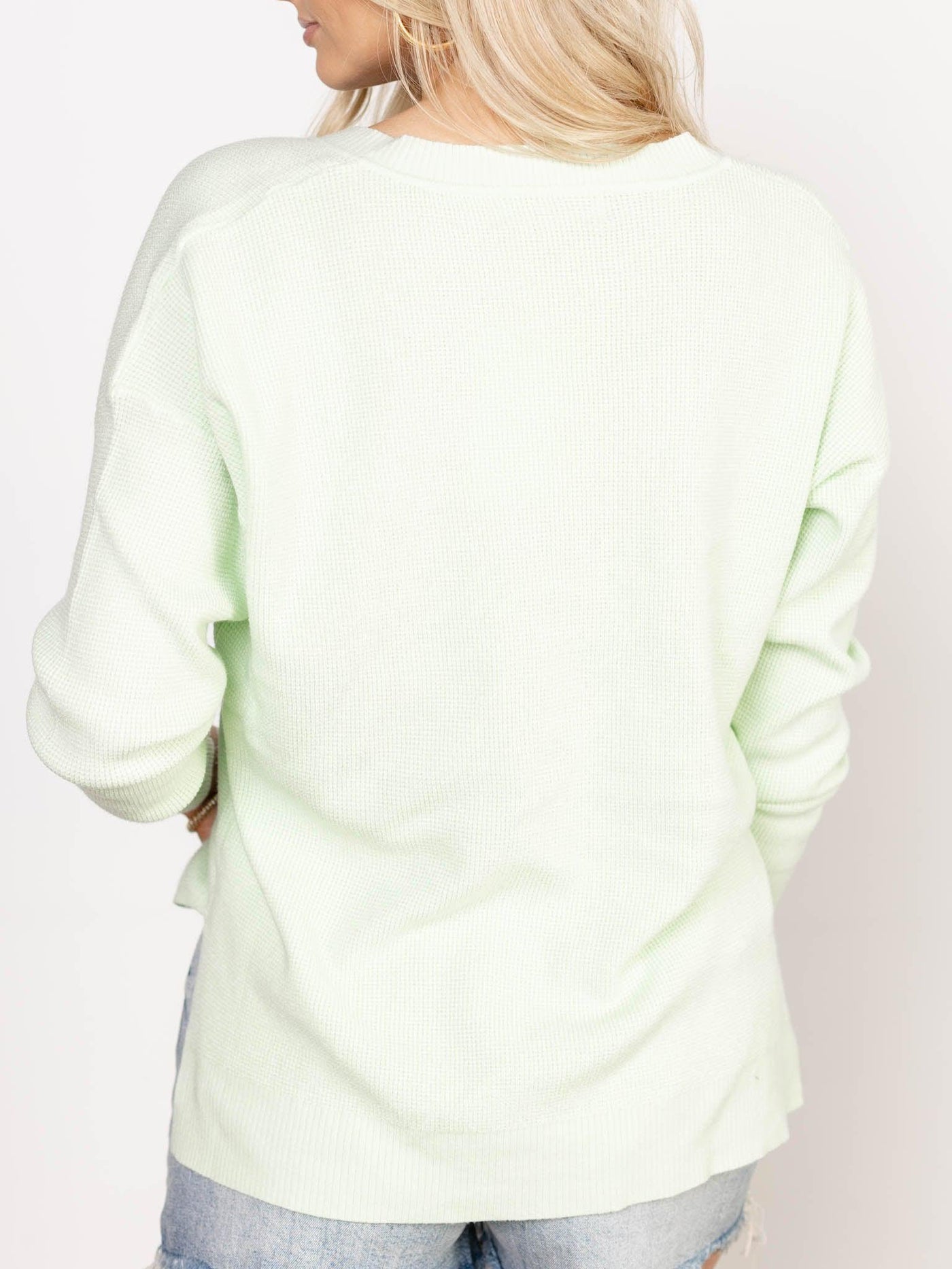 green waffle shirt