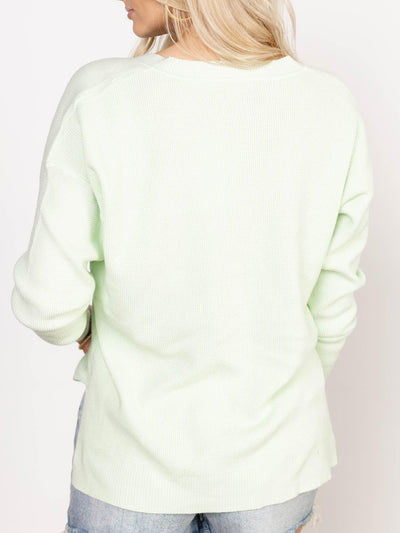 green waffle shirt