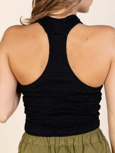 smocked racerback tank