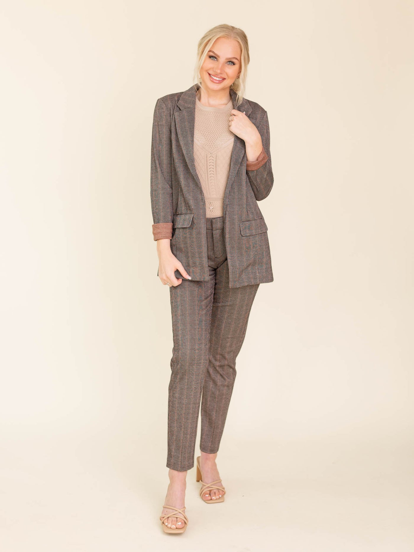 soft structured plaid blazer