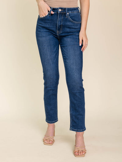 dark slim straight denim