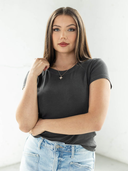 charcoal washed ribbed tee